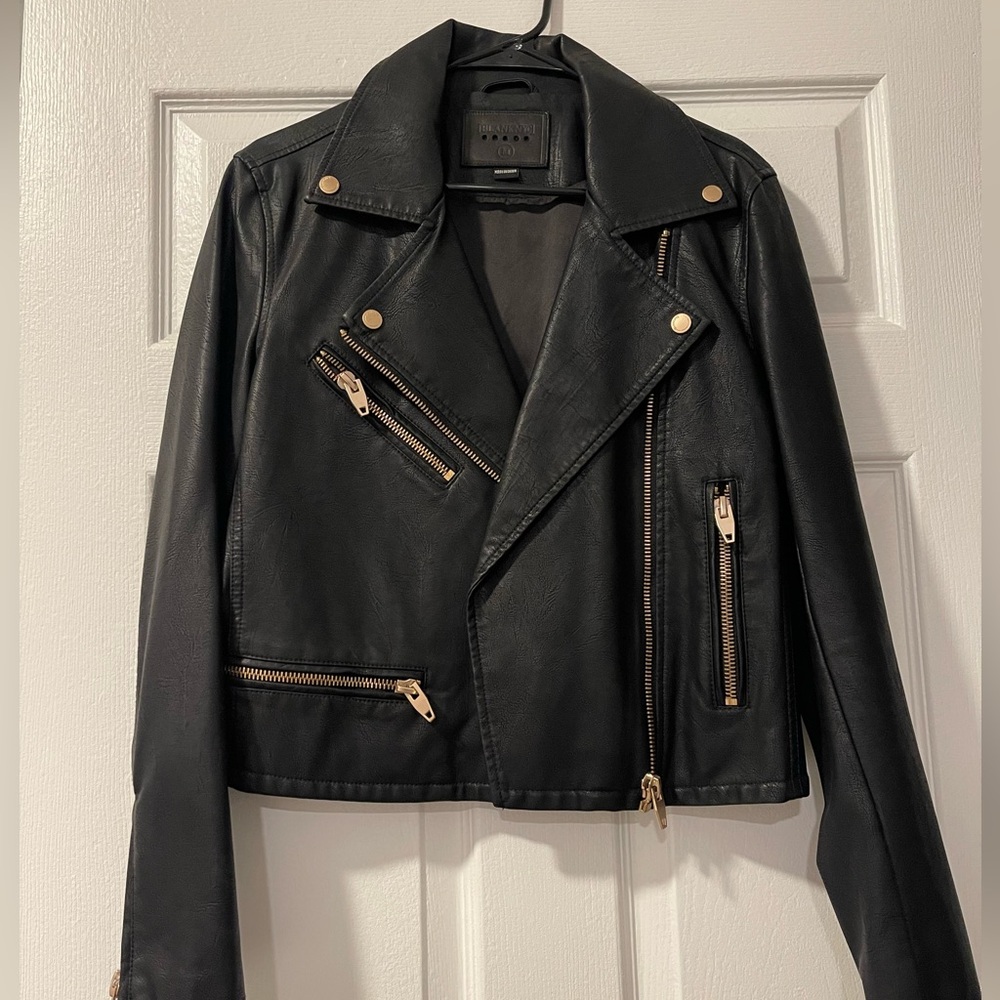 BlankNYC Black w/ Rose Gold Faux Leather Jacket Size M